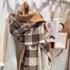 New Bear Hair Plaid Imitation Cashmere Thickened Autumn and Winter Warm Scarf Fashionable and Versatile Double Sided Love Tassel Scarf