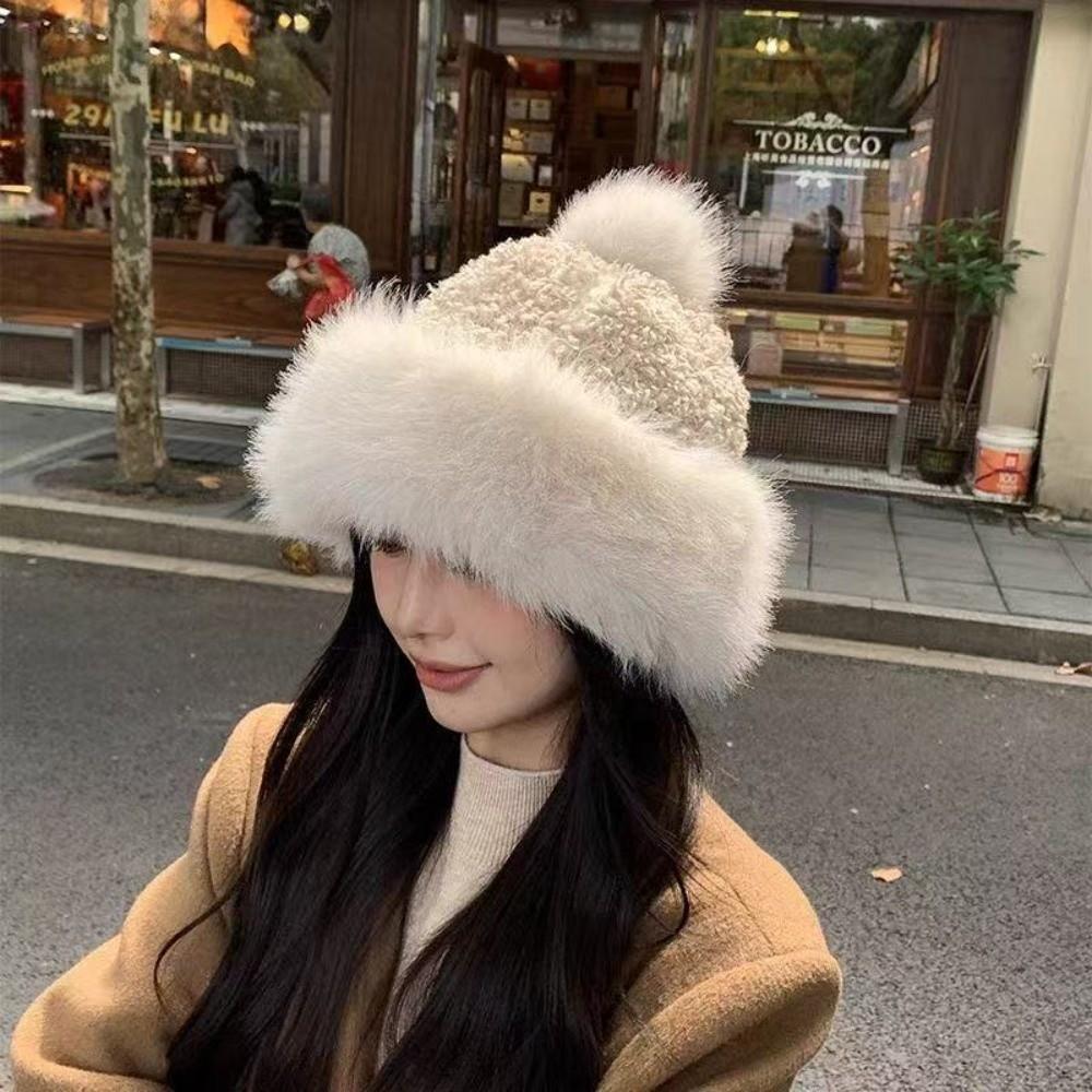 Thick Plush Plush Winter Hat Ear Covering Faux Fur Hats Gifts Basin Hats Women