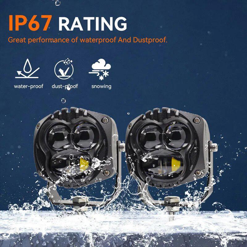 1/2 шт. светодиодный прожектор, вспомогательный свет, линза, фара дальнего света, противотуманная фара, белый DC12-80 В для внедорожника 4x4, внедорожника, квадроцикла, UTV 12 В 24 В