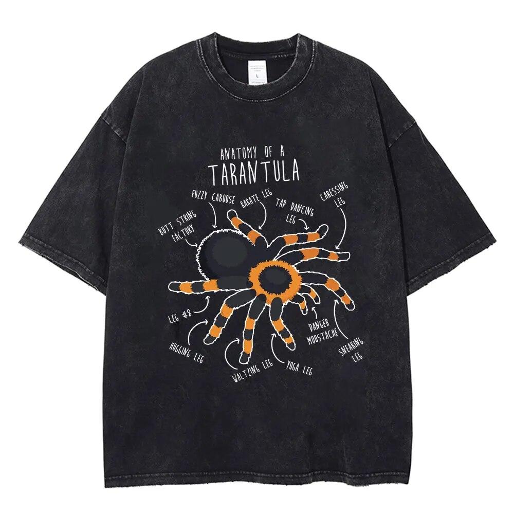 Винтажная футболка с принтом паука, женская футболка унисекс в стиле хип-хоп, Harajuku, готическая, панк-хлопковая, летние свободные футболки, уличная одежда Y2k