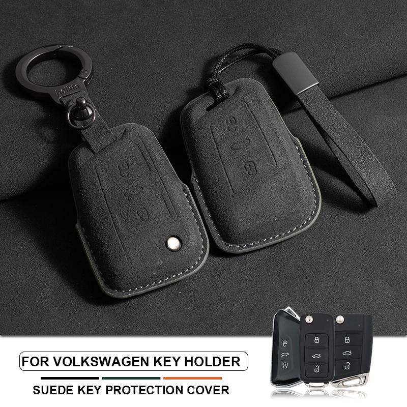 Чехол-брелок из замши для автомобильного ключа для VW Volkswagen Golf 7 MK7 Tiguan MK2 Golf 8 ID.3 ID.4 MK8 Cupra Для Skoda Octavia Kodiaq