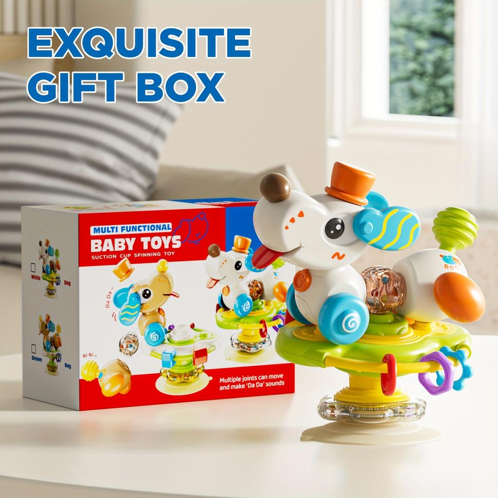 New Multi Functional Infant and Toddler Educational Toy,baby Table with Puppy Suction Cup, Rotating Fun, Detachable Steering Wheel Educational Toy
