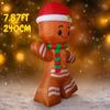7.87FT Inflatable Toy Gingerbread Man Santa Hat Scarf Holiday Gifts Xmas Decorations for Yard Christmas Supplies Home Ornaments