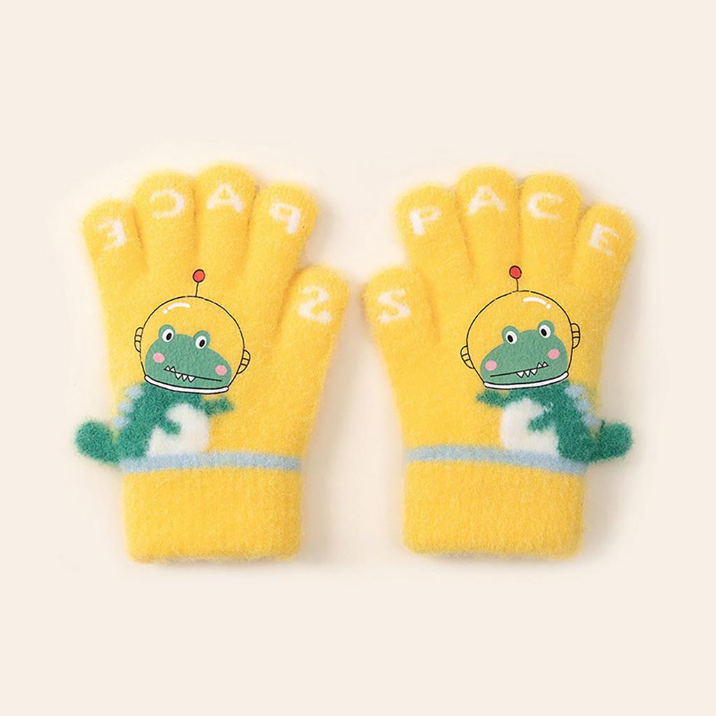 Warm Mittens Boys Full Finger Gloves Cartoon Dinosaur Crocodile Knitted Kids Windproof Anti-ColdCute Baby Winter Gloves