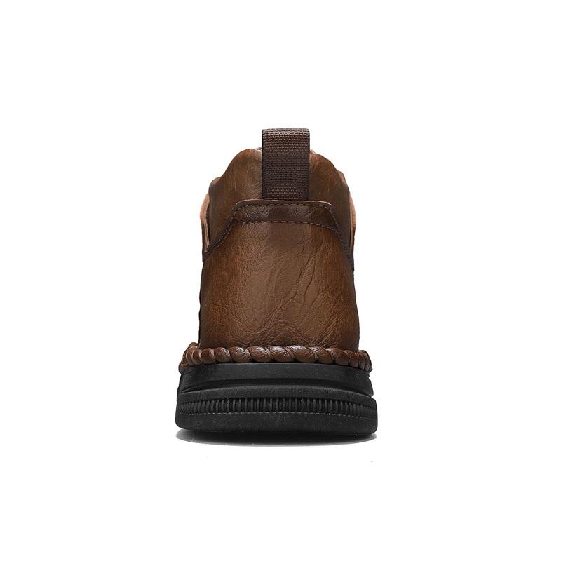 Мужские ботильоны ручной работы, уличные высокие кеды, повседневная обувь, винтажная кожа, противоскользящие, износостойкие, удобные для ежедневной носки