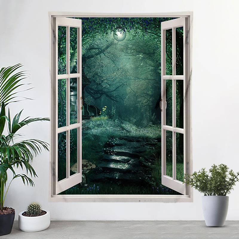 Ткань для подвешивания на окна Пейзаж Цифровая печать Гобелен Украшение спальни Ткань Фотофон Ткань Стена спальни Ткань