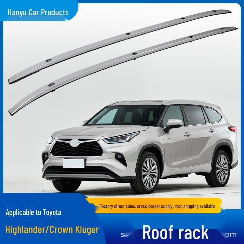 Багажник на крышу Highlander/Crown Kluger - Алюминиевый багажник для багажа, черный и серебристый (Модель 2022 года)