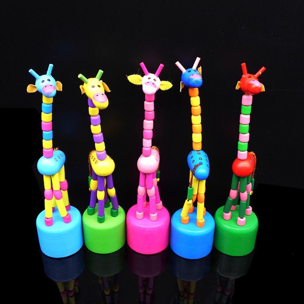 Toy Party Colorful Garden Decoration Wooden Cute Cartoon Dancing Giraffe Rocking Giraffe Toy