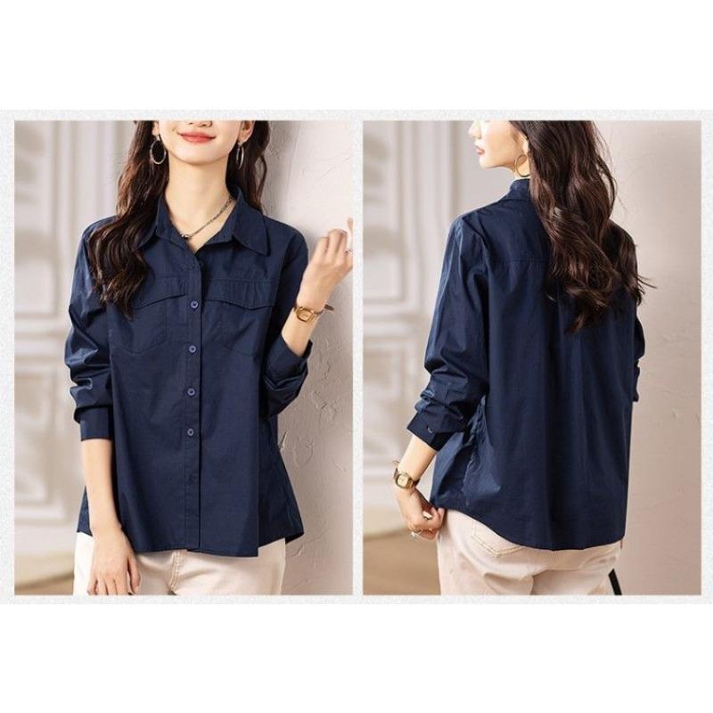 Cotton and Women's Outfits Are Fashionable This Year's Popular Tops Small Shirts Long-sleeved Shirts