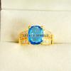 Blue Topaz Oval Cut With 925 Sterling Silver Gold Plated Ring For Men's #A880 JL375669031188