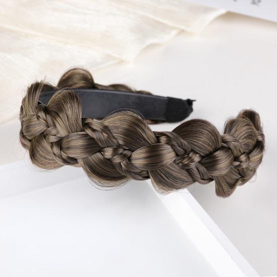 Braided Headband with Teeth Synthetic Heat-Resistant Fibers Realistic Human Hair Headband Secure Hair Fix Hair Hoop
