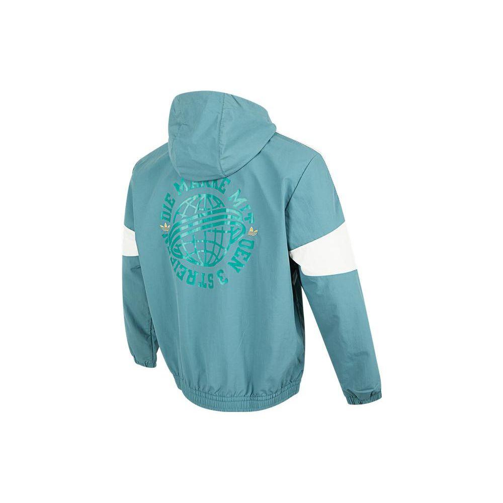 adidas Originals Color-Block Logo Мужская куртка с капюшоном Верхняя одежда Зеленый HS1992