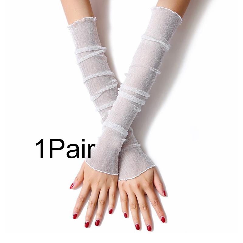 1Pair Sunscreen Sleeve Summer Netting Outdoor Lace Sleeve Edge Ultraviolet-proof Sun Protection Multiple Colors Ice Sleeve