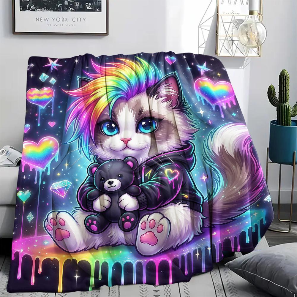 Colored Moxibustion Head Print Flannel Blanket,High quality Comfortable for All Seasons,Home Decor,Warmth and Comfort,Perfect for Christmas Gifts