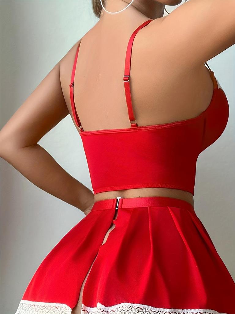 European & American Sexy Maid Lingerie Set: Passionate Uniform with Bra, Mini Skirt, and Thong