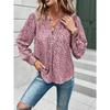 Women's Fashion Casual Spring Fall Polka Dot Print Long Sleeve V-Neck Blouses & Shirts