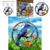 Simulated Blue Bird Branch Pattern Circular Acrylic Pendant For Garden Outdoor Decor