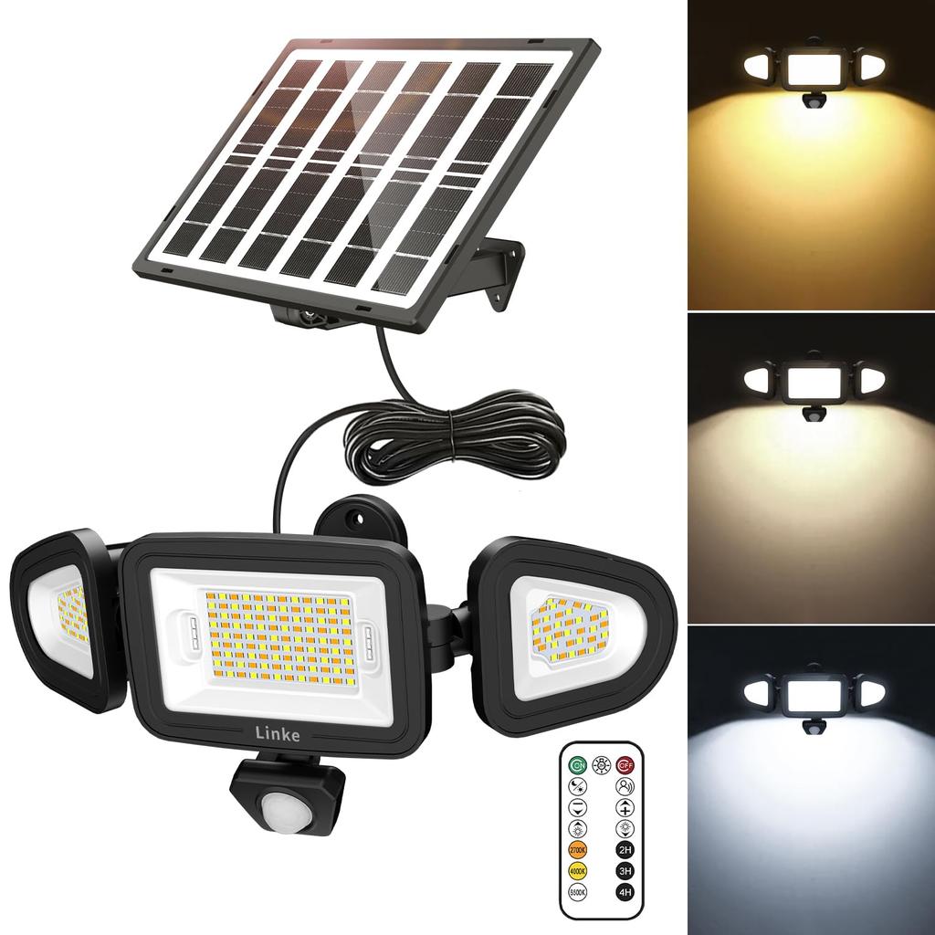 Solar Light, Outdoor Motion Sensor Light, Security Light, Solar Powered, No Electricity Cost, IP66 Waterproof, High Brightness, Automatic OnOff,
