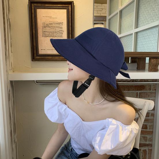 Женская шляпа от солнца с бантом, защита от УФ-лучей, шляпа-ведро с широкими полями и отверстием для хвостика, летняя пляжная шляпа для велоспорта на открытом воздухе, рыбалки, альпинизма