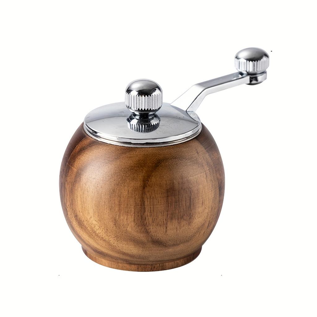 1pc Wooden Manual Pepper and Sea Salt Grinder - Hand-Cranked Spice Mill for Steak, BBQ & Kitchen Use