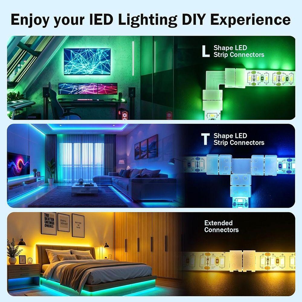 30pcs 3535/2835 LED Strip Connectors 8mm/10mm 4 Pin Connectors L Shape Connectors LED Strip Lights