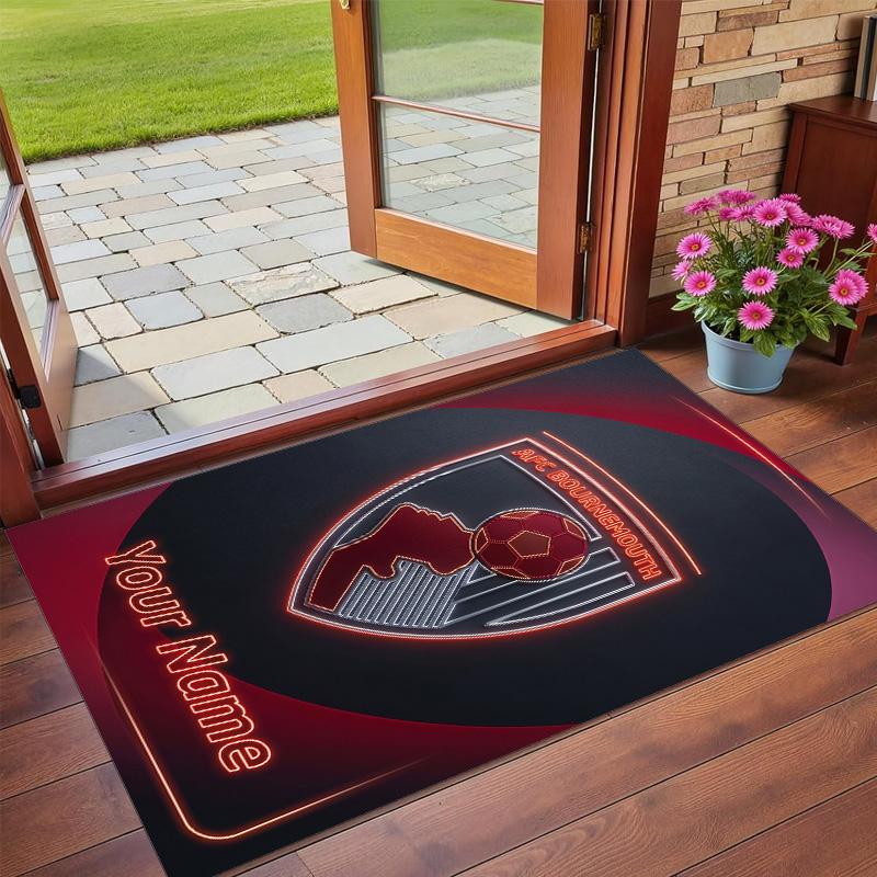 Crystal Velvet Rug Custom Name Text, Soft Non Slip Floor Mat Home DecorBournemouth Football