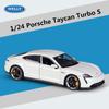 Welly 1/24 Porsche Taycan Turbo S Alloy Sports Car Model Diecasts Metal New Energy Vehicles Car Model Simulation Kids Toys Gifts