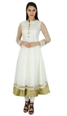 Женская стильная сетка Анаркали Курта Курти Длинное свадебное платье макси в индийском стиле