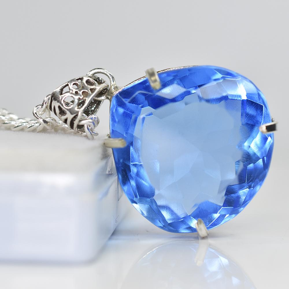 Lab Grown 110.4 Ct CERTIFIED Blue Topaz Pear Pendant A Grade Jewelry Gems AI-93-NS