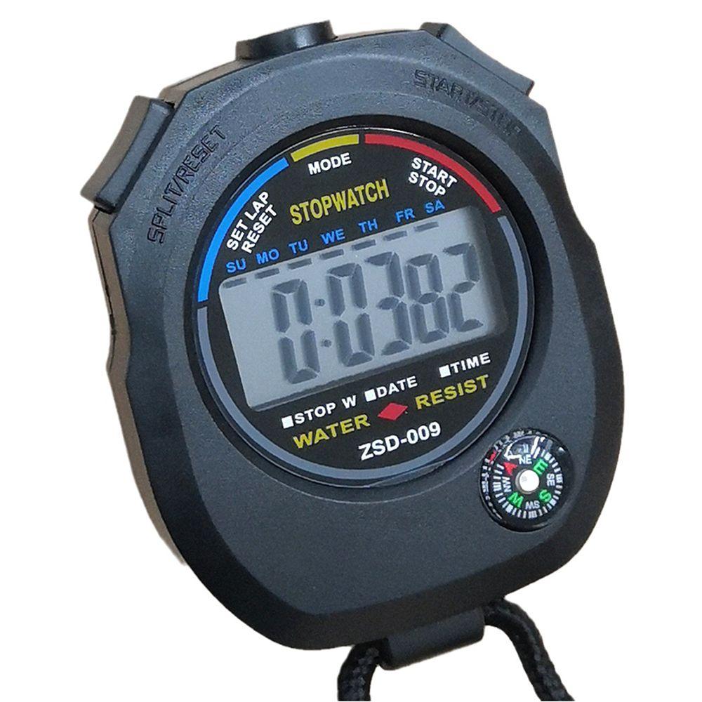 Professional LCD Sports Stopwatch Waterproof Training Timer Portable 24H Clock Watch