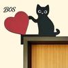 Cute Animal Shelf Sitter Wooden Cartoon Cat Door Frame Pendant, Black Corner Stylish Cabinet Edge Decor Decoration, Decorative Wall Sticker for Photo