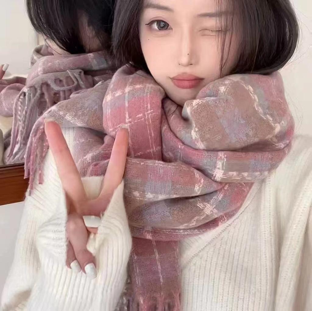 Scarf Women's Winter 1116 New Korean Plaid Tassel Shawl Versatile Student Couple Warm Atmosphere Scarf