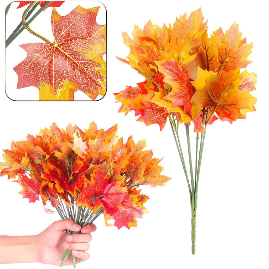 Листья, 5 пучков, пучки искусственных цветов, кленовый лист, осеннее украшение для вазы, для дома, для Рождества, для свадьбы, для Дня благодарения, для вечеринки, для камина