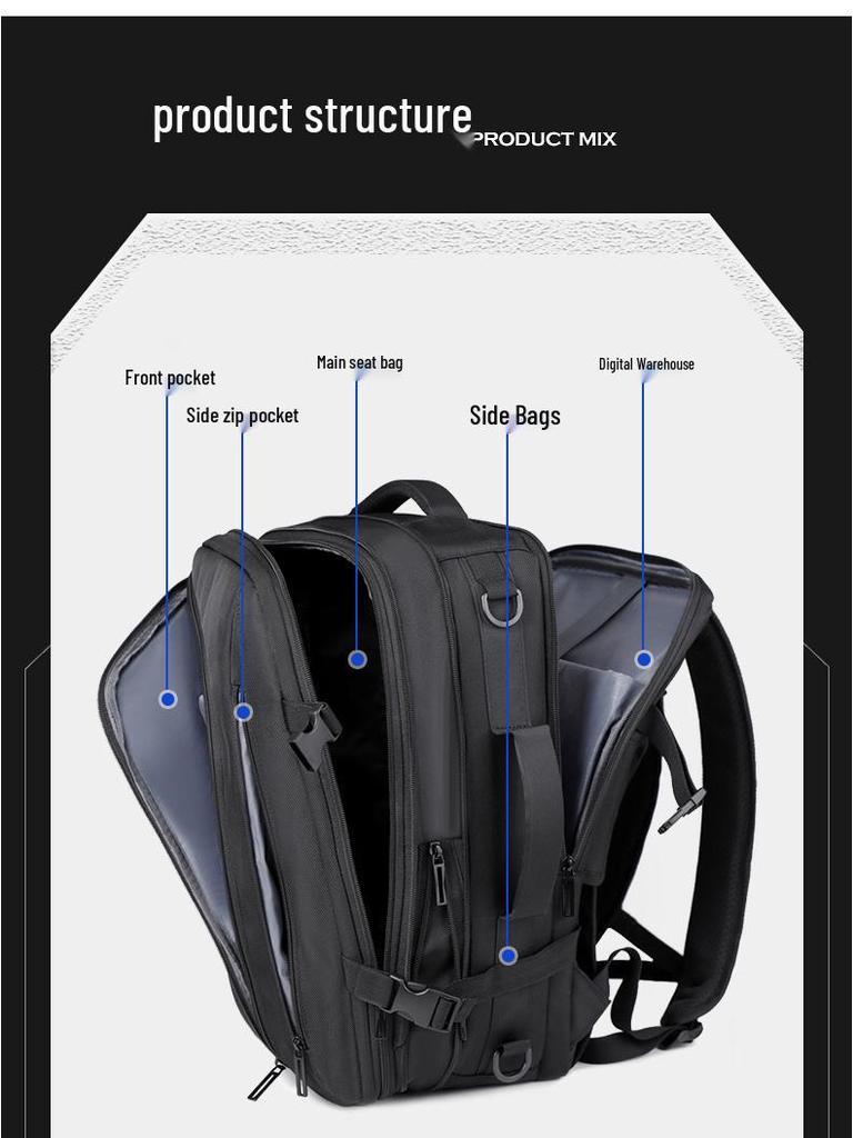 Multifunctional Travel Laptop Backpack, Expandable Vacuum Compressible Carry-On, Single Shoulder Bag for Men and Women