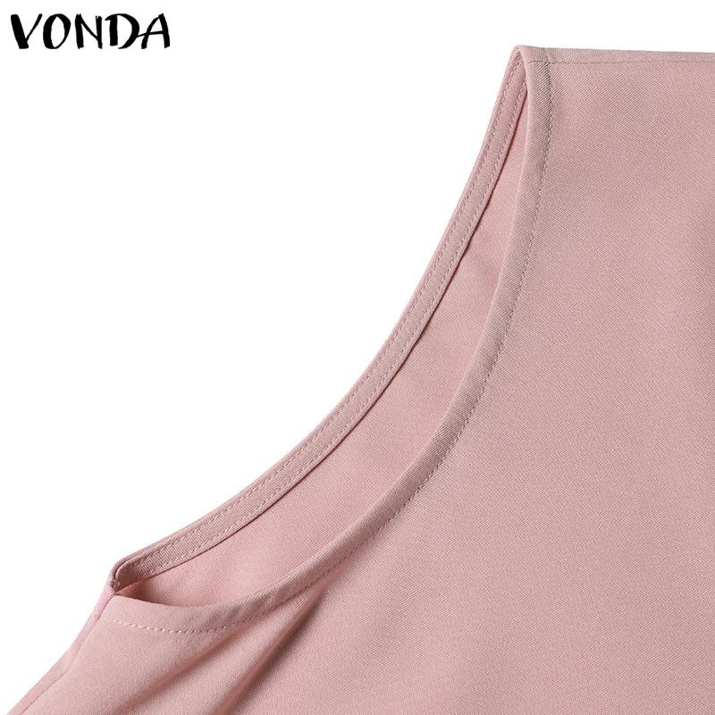 VONDA Летние женские короткие платья с круглым вырезом без рукавов