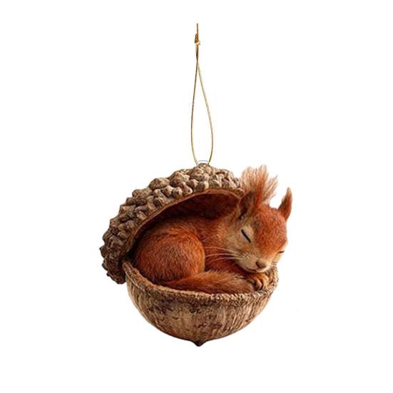 Шарм-подвеска в виде животного-шишки, легко подвешивается, акриловое рождественское подвесное украшение на праздничную тематику, яркий цвет, животное-орнамент