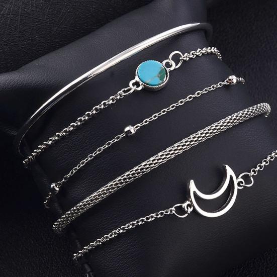 5 шт./компл. женский браслет, набор разных форм, лунная цепочка, женский браслет, набор для подарка