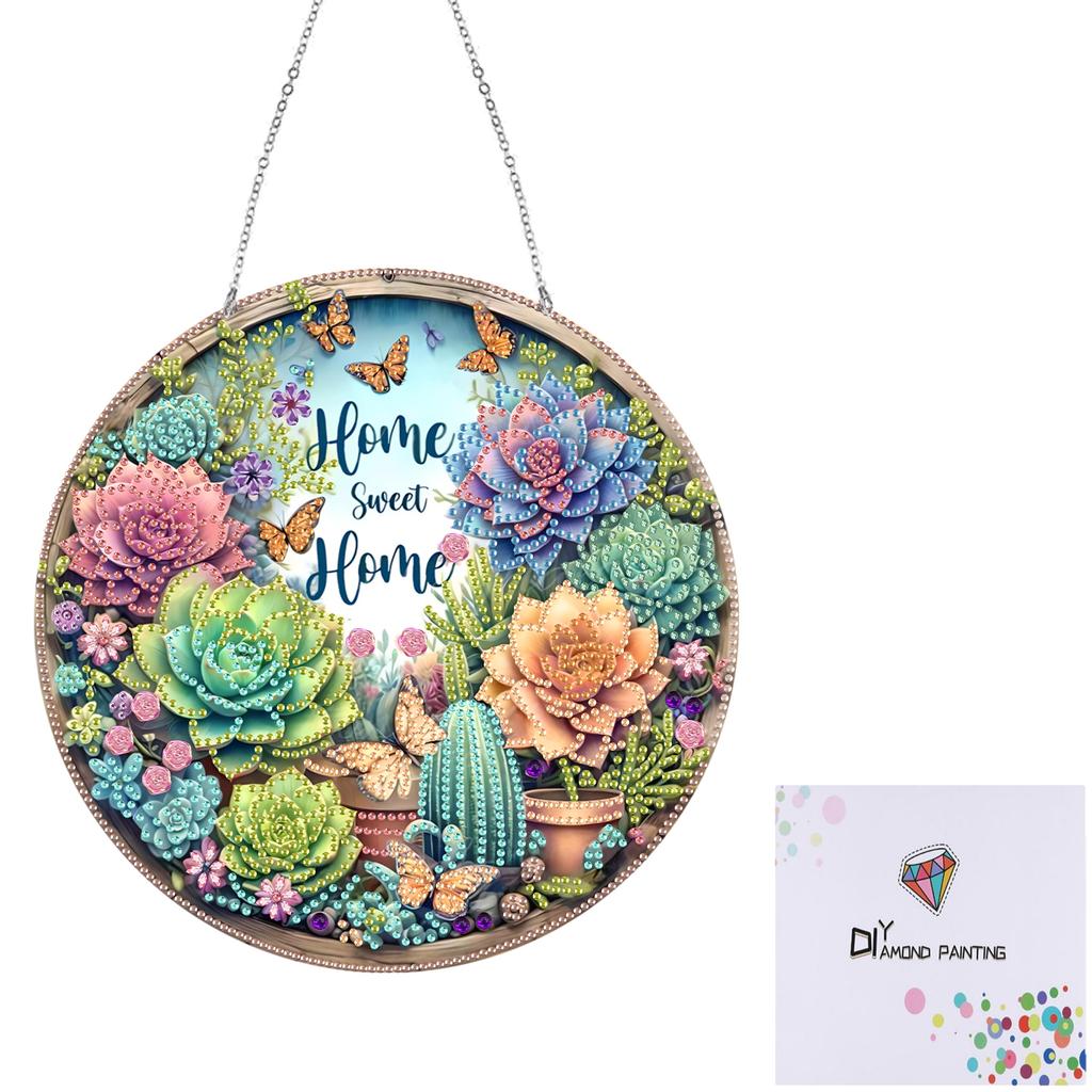 Acrylic Diamond Painting Home Decor 5D DIY Diamond Painting Dots Pendant Rhinestone Diamond Art Window Pendants for Window Decor