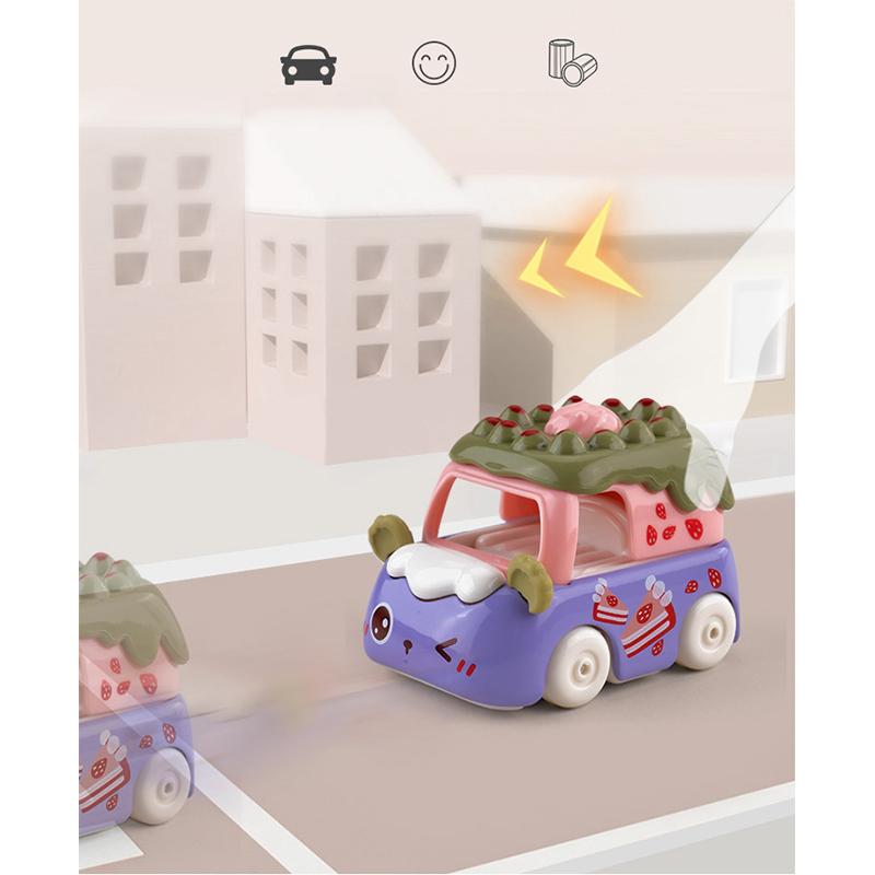 4 шт., автомобили из сплава для быстрого питания, десерт, мультяшная еда, металлические автомобили, детские игрушечные украшения, подарки на Хэллоуин и Рождество для мальчиков и девочек