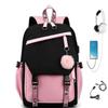 School Bags Teenage Girls Pink Flower Cute Students Bookbag Letters