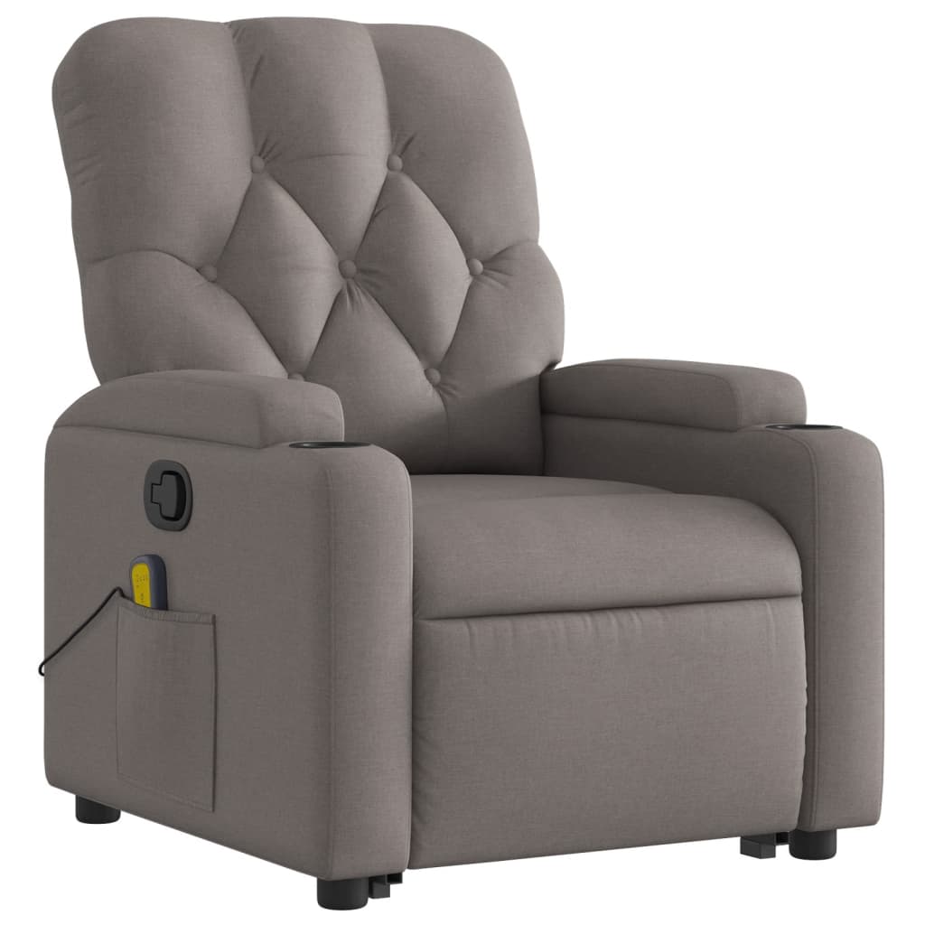 Massage Recliner with Rising Function Taupe Fabric