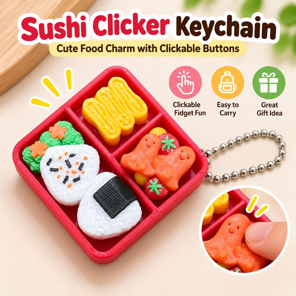 Plastic Rice Ball Fidget Clicker Clickable Buttons Food Keychain Toy  Backpack Decoration