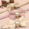 2025 New 20-35cm Adjustable Waffle Cat Collar Vintage Pearl Pendant Pet Collar Cute Bow Bell Small Dog Collar