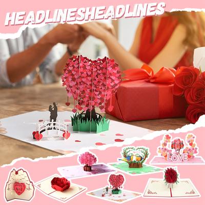 Поздравительная 3D-открытка Qixi Love Tree, открытка на День святого Валентина, подарок паре, креативное любовное послание ручной работы.