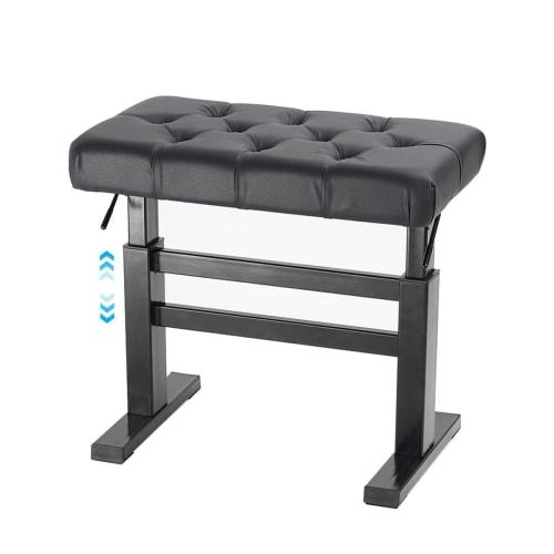 RAKU Gas-Powered Piano Stool, Stepless Height Adjustment, 46-57 Cm, Made of Durable Alloy, High-Resilience Cushion, PU Leather Cover, 62 Cm Wide X 36