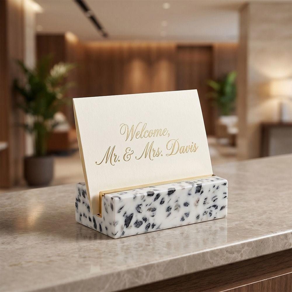 Marble Texture Desktop Business Card Holder Creative Design Postcard Calendar Stand Business Use