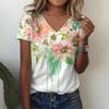 Summer Women Short Sleeve V-neck Oversized T-Shirt for Women White Fashion Ladies T-shirt 3d Dragonfly Print Top Casual Clothes