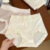 N9120 Morandi Brushed Acrylic Self-Heating High Waist Women's Antibacterial Underwear - Medium Micro-Abdomen