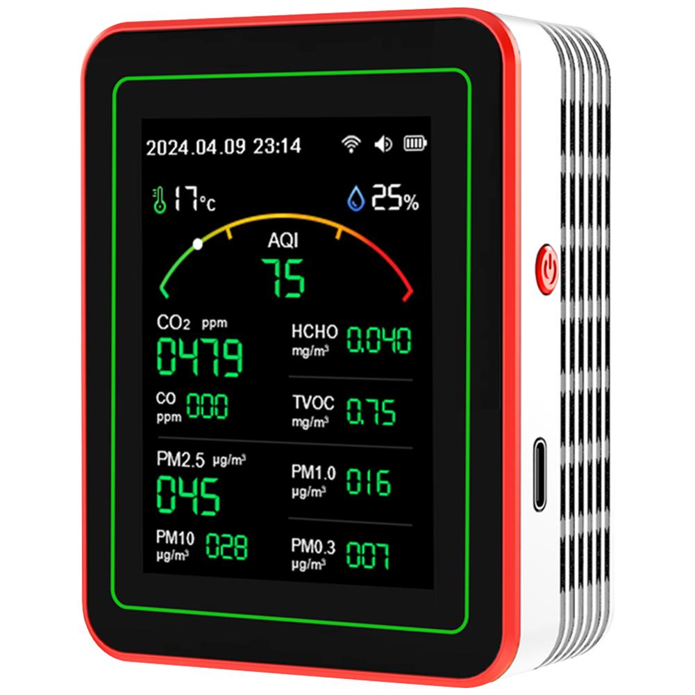 Портативный WiFi 15-в-1 Тестер AQI PM0.3 PM1.0 PM2.5 PM10 с TFT-дисплеем Бытовой Тестер CO CO2 TVOC HCHO Измеритель Температуры и Влажности