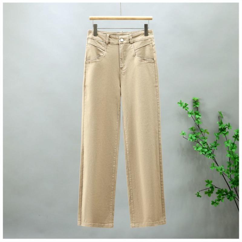 Женские бежевые джинсы с высокой талией и широкими штанинами, длина 9/10, повседневные джинсовые брюки